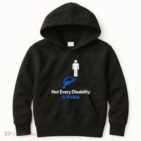 Invisible Disability Stick Figure With Wheelchair Shadow Kids Hoodie thumb 0