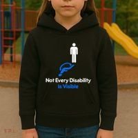 Invisible Disability Stick Figure With Wheelchair Shadow Kids Hoodie thumb 3
