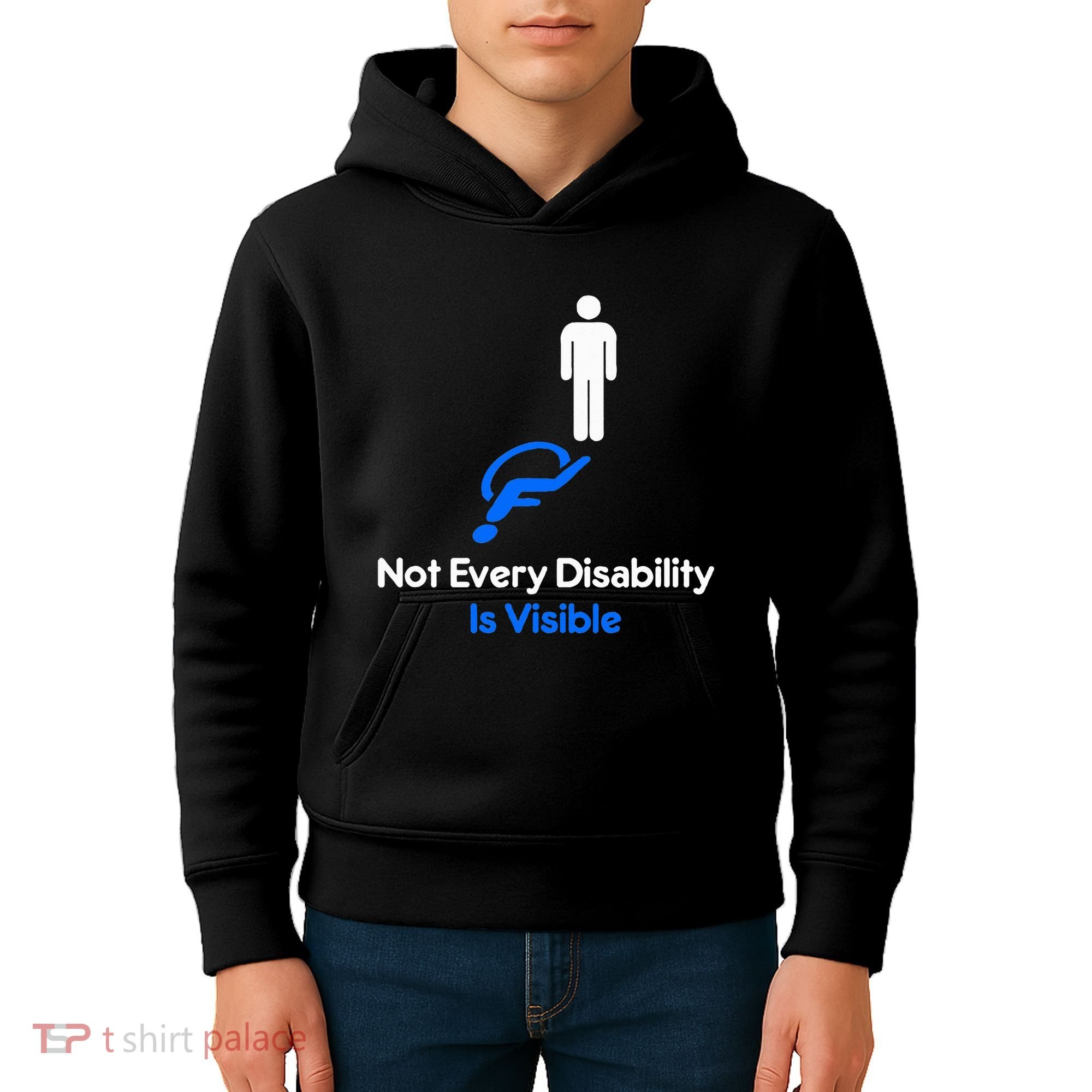 Invisible Disability Stick Figure With Wheelchair Shadow Kids Hoodie