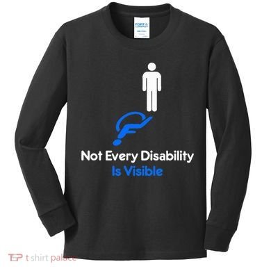 Invisible Disability Stick Figure With Wheelchair Shadow Kids Long Sleeve Shirt