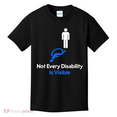 Invisible Disability Stick Figure With Wheelchair Shadow Kids T-Shirt