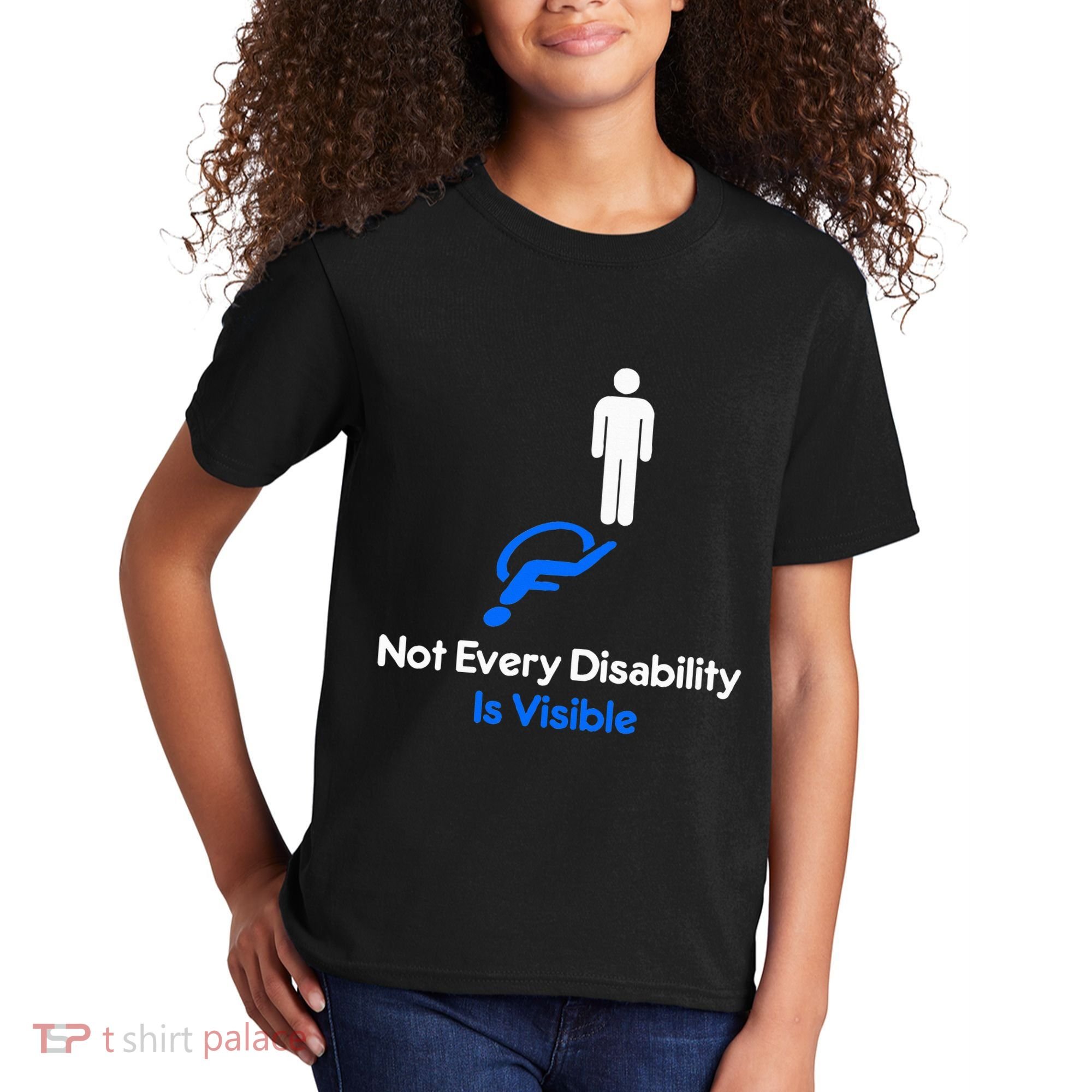 Invisible Disability Stick Figure With Wheelchair Shadow Kids T-Shirt
