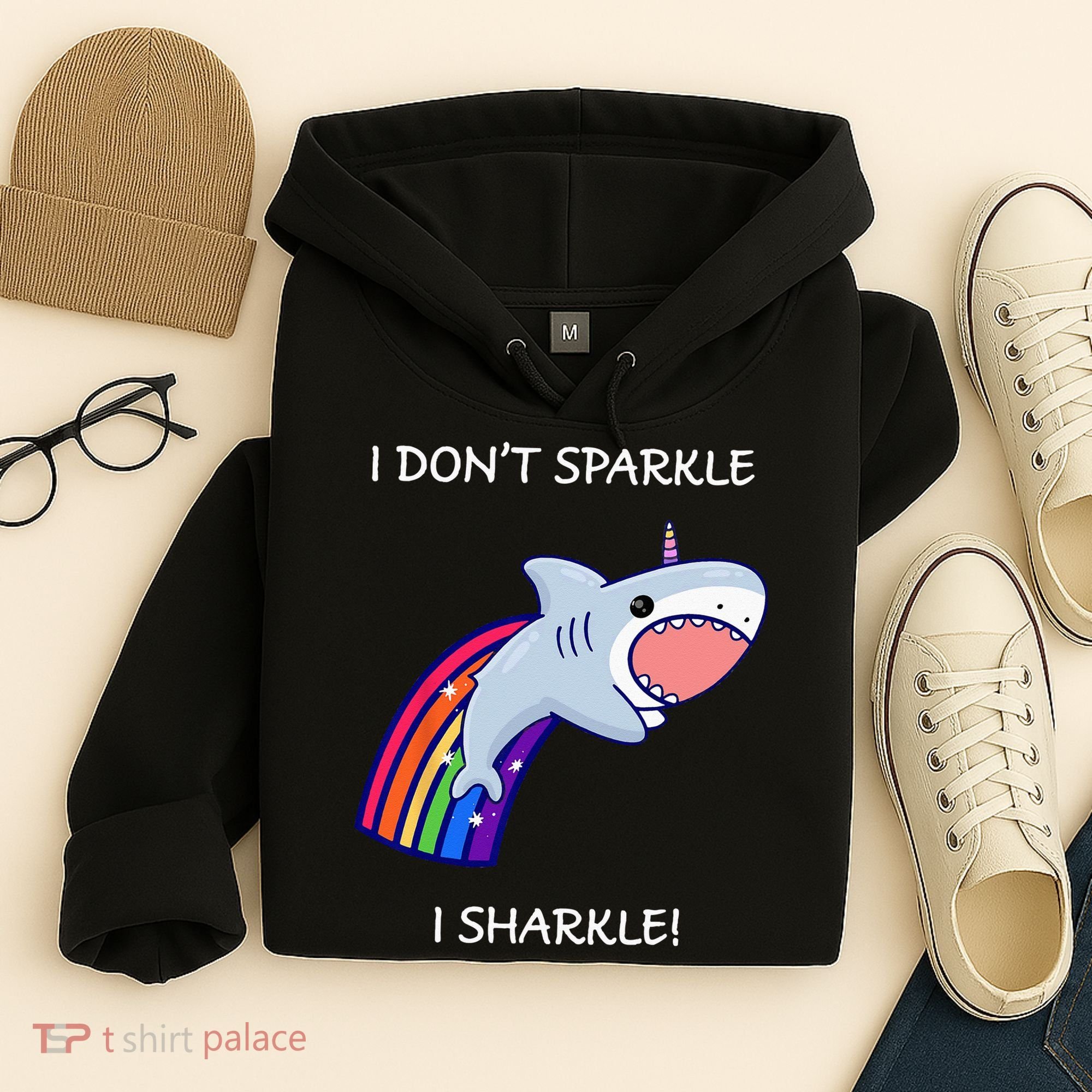 I Don't Sparkle I Sharkle Shark Unicorn Rainbow Hoodie
