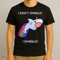 I Don't Sparkle I Sharkle Shark Unicorn Rainbow T-Shirt thumb 3