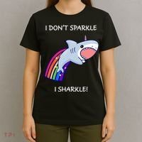 I Don't Sparkle I Sharkle Shark Unicorn Rainbow T-Shirt thumb 4
