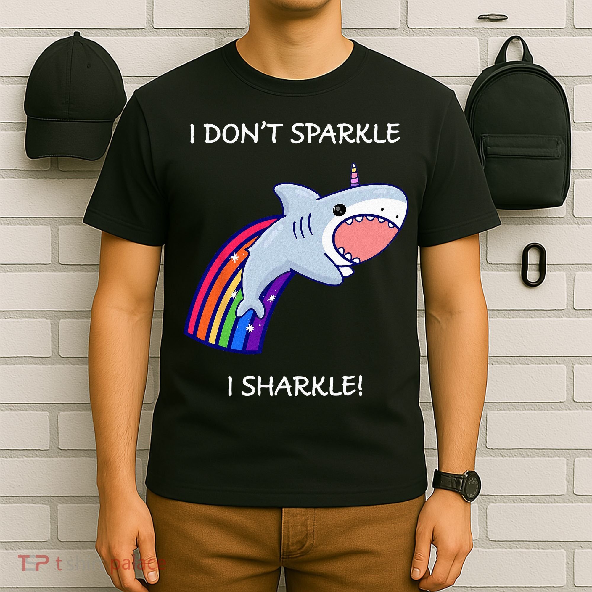 I Don't Sparkle I Sharkle Shark Unicorn Rainbow T-Shirt