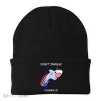 I Don't Sparkle I Sharkle Shark Unicorn Rainbow Beanie thumb 0