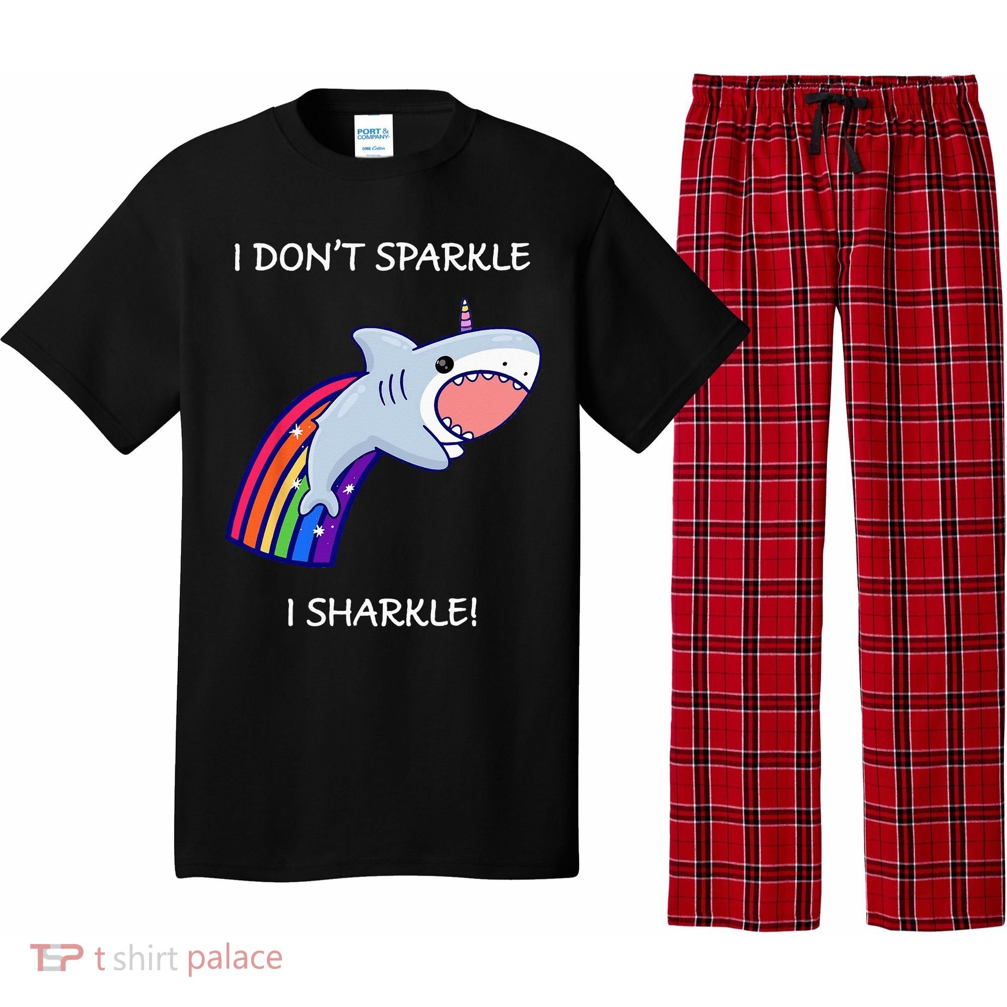 I Don't Sparkle I Sharkle Shark Unicorn Rainbow Pajama Set