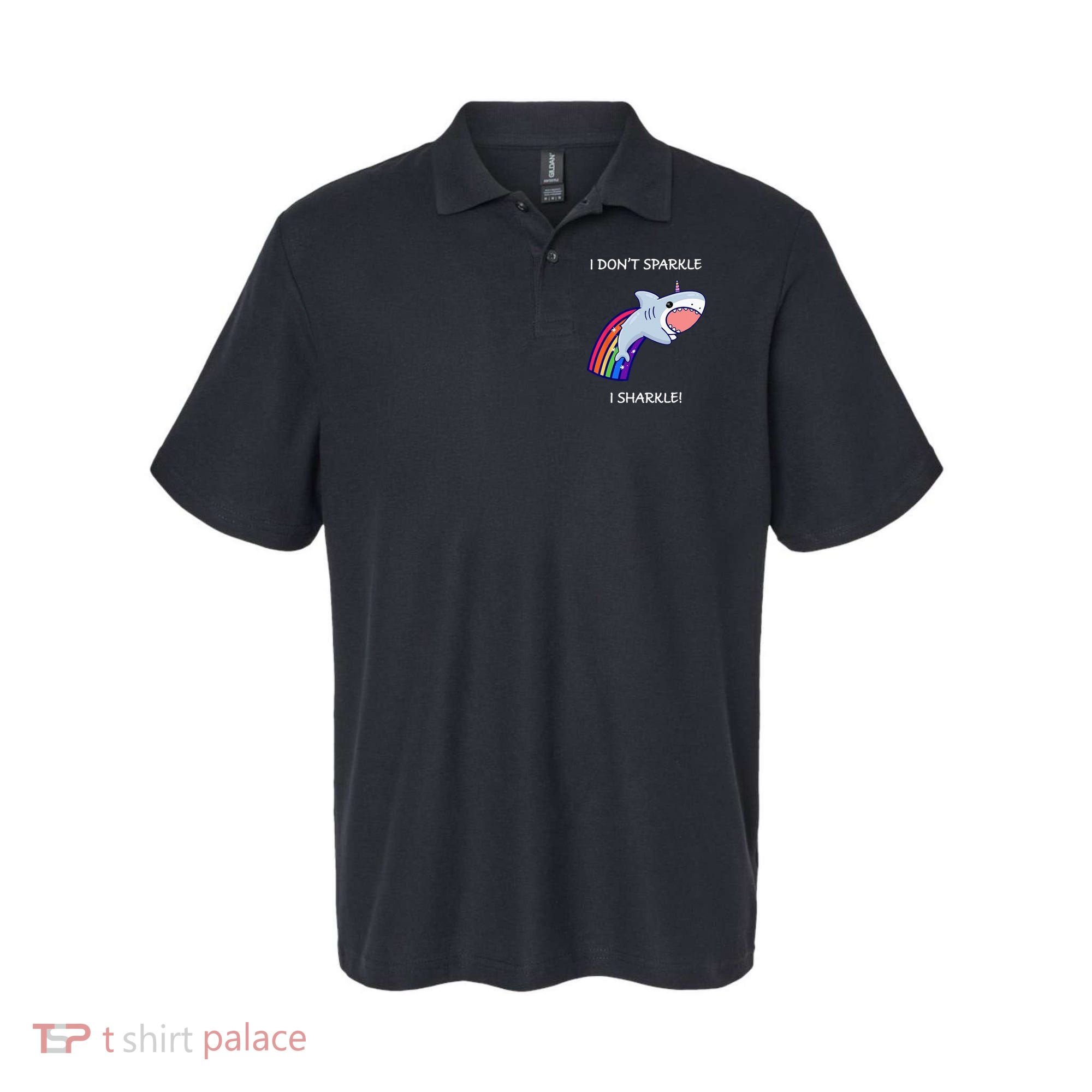 I Don't Sparkle I Sharkle Shark Unicorn Rainbow Polo