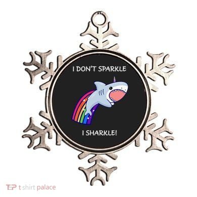 I Don't Sparkle I Sharkle Shark Unicorn Rainbow Ornament