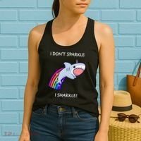 I Don't Sparkle I Sharkle Shark Unicorn Rainbow Women's Tank Top thumb 2