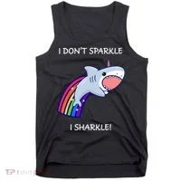 I Don't Sparkle I Sharkle Shark Unicorn Rainbow Tank Top thumb 0