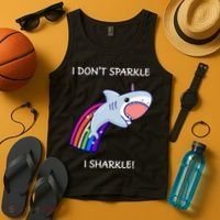 I Don't Sparkle I Sharkle Shark Unicorn Rainbow Tank Top thumb 4