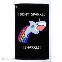 I Don't Sparkle I Sharkle Shark Unicorn Rainbow Golf Towel thumb 0