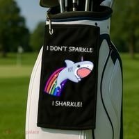 I Don't Sparkle I Sharkle Shark Unicorn Rainbow Golf Towel thumb 2