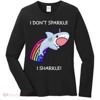I Don't Sparkle I Sharkle Shark Unicorn Rainbow Women's Long Sleeve Shirt thumb 0