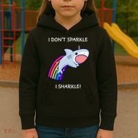 I Don't Sparkle I Sharkle Shark Unicorn Rainbow Kids Hoodie thumb 3