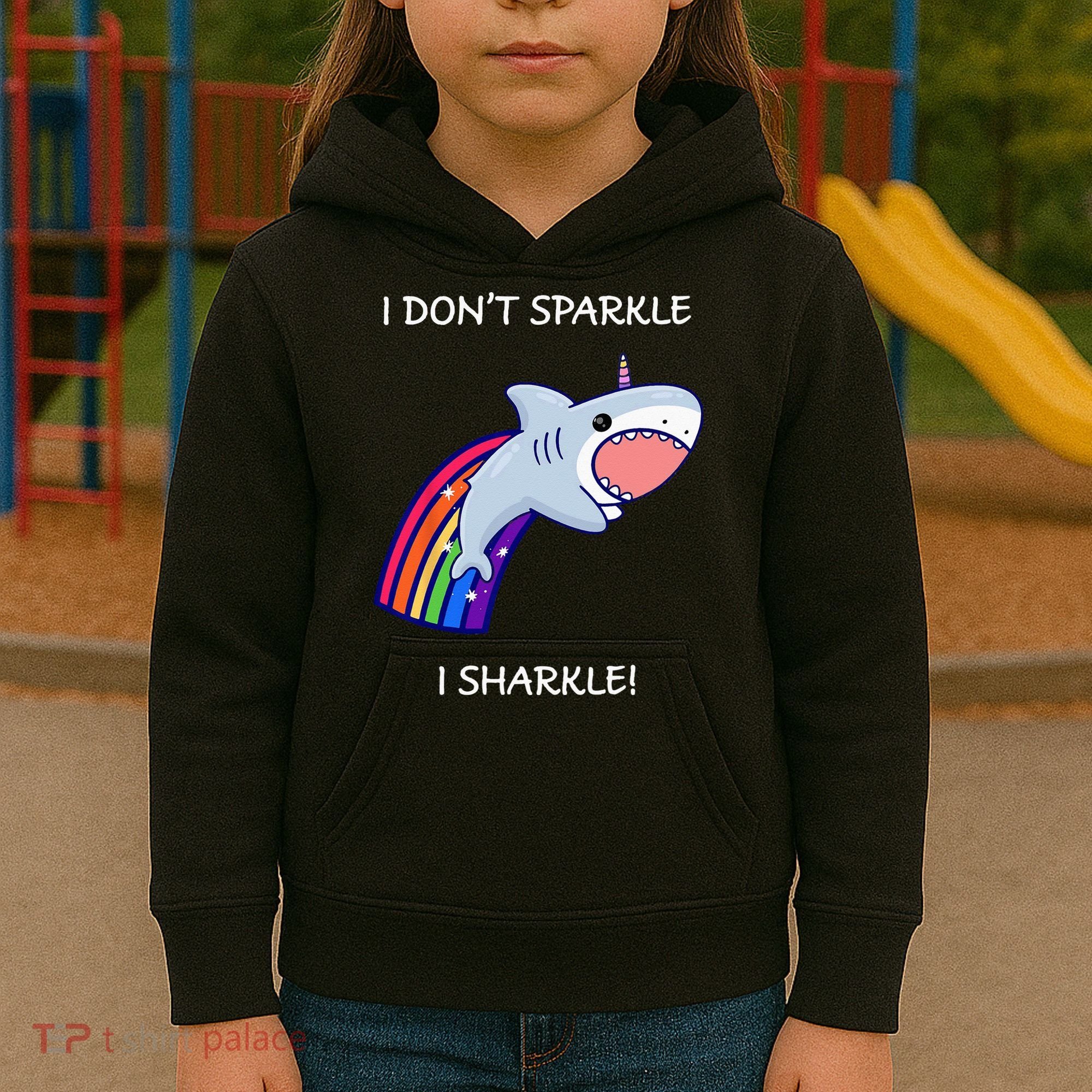 I Don't Sparkle I Sharkle Shark Unicorn Rainbow Kids Hoodie