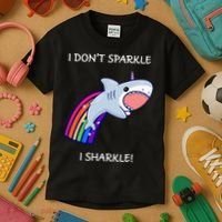 I Don't Sparkle I Sharkle Shark Unicorn Rainbow Kids T-Shirt thumb 3