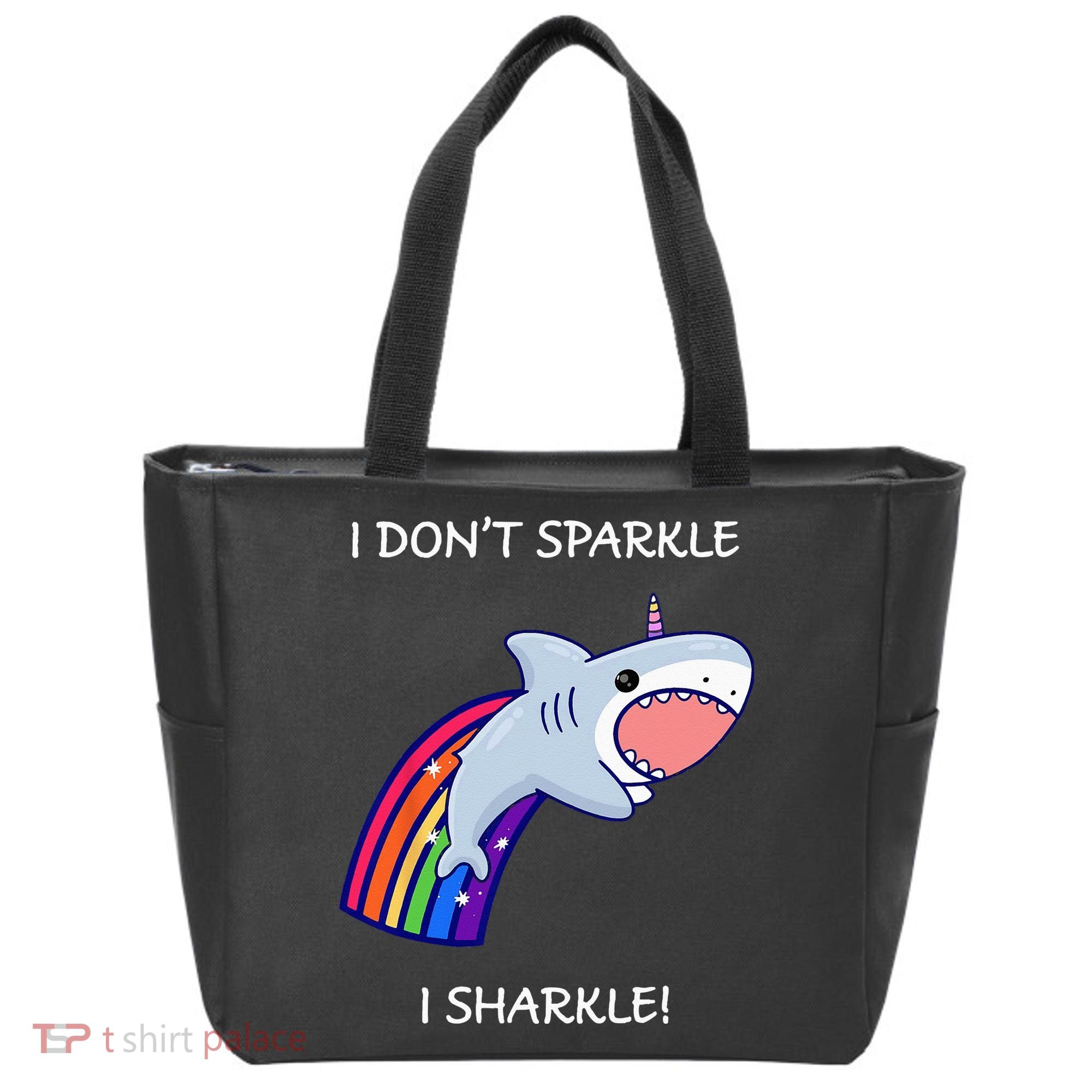 I Don't Sparkle I Sharkle Shark Unicorn Rainbow Tote Bag
