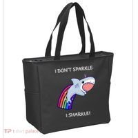 I Don't Sparkle I Sharkle Shark Unicorn Rainbow Tote Bag thumb 2