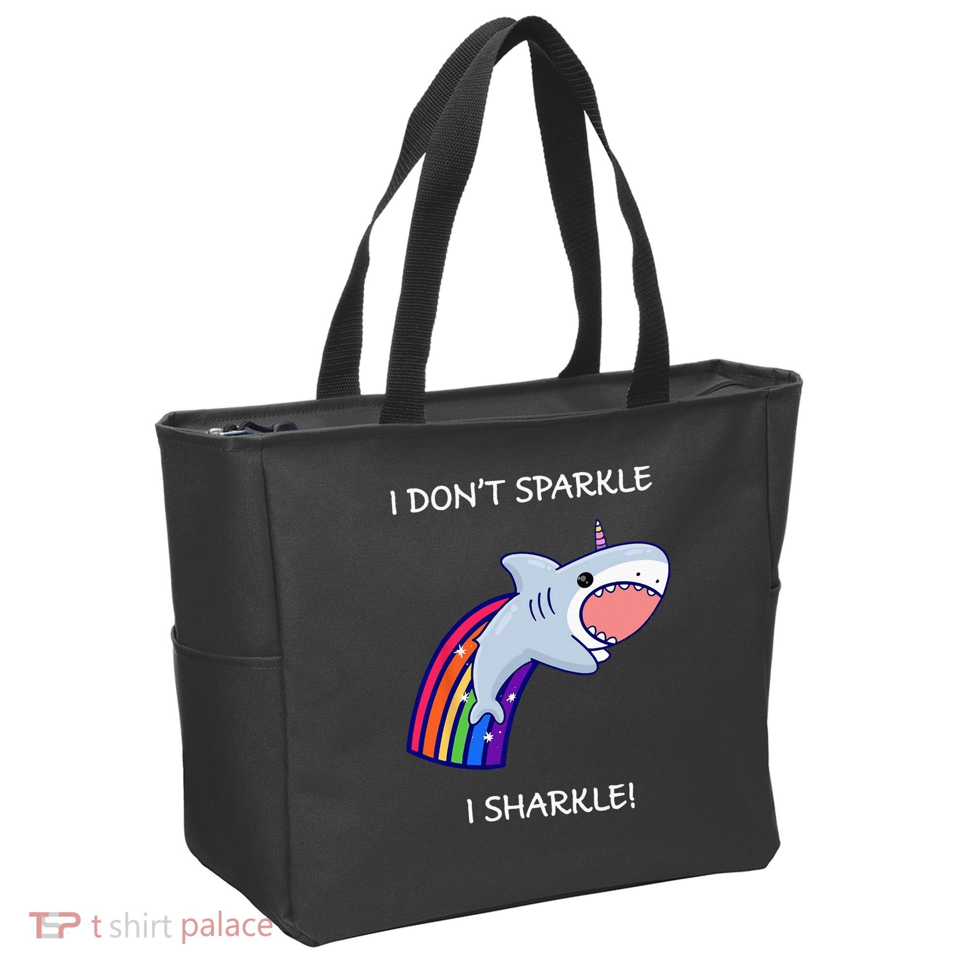 I Don't Sparkle I Sharkle Shark Unicorn Rainbow Tote Bag