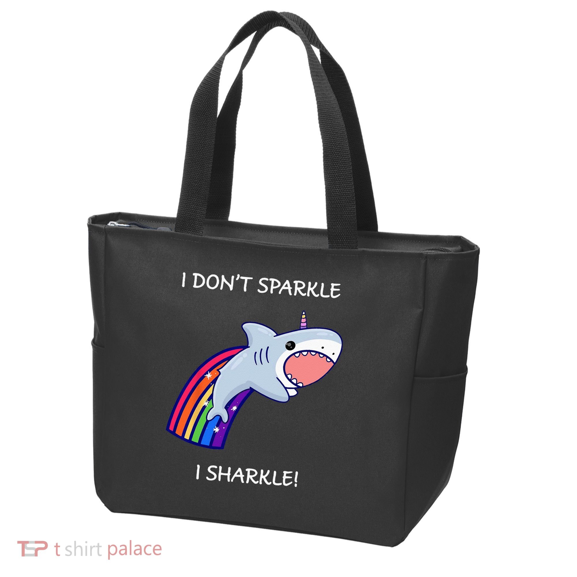 I Don't Sparkle I Sharkle Shark Unicorn Rainbow Tote Bag
