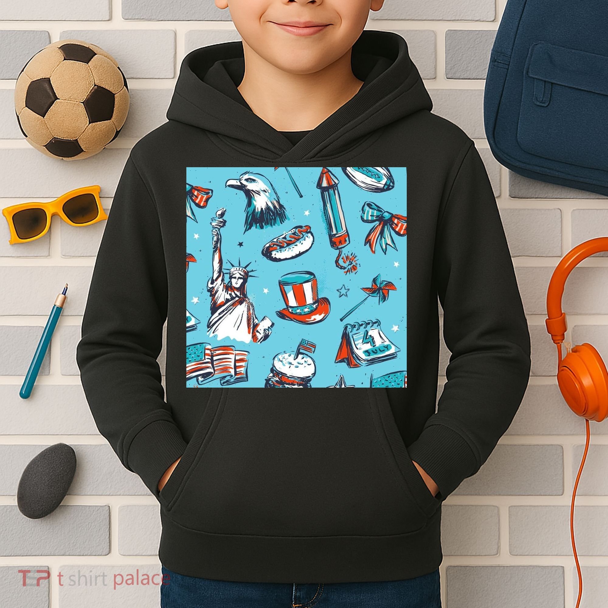 Independence Day Statue Of Liberty Kids Hoodie