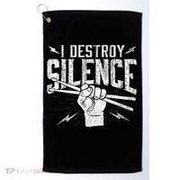 I Destroy Silence Drummer Music Lover Golf Towel thumb 0