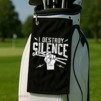 I Destroy Silence Drummer Music Lover Golf Towel thumb 2
