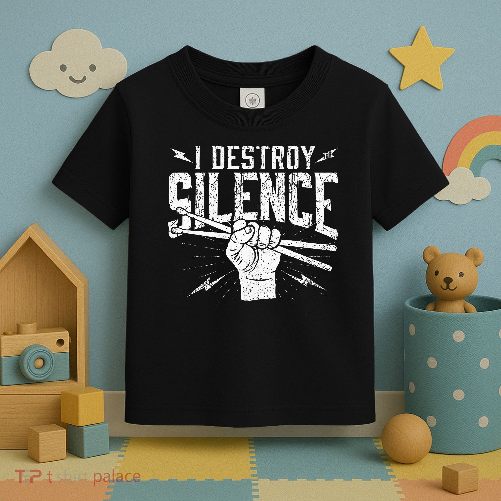 I Destroy Silence Drummer Music Lover Toddler T-Shirt