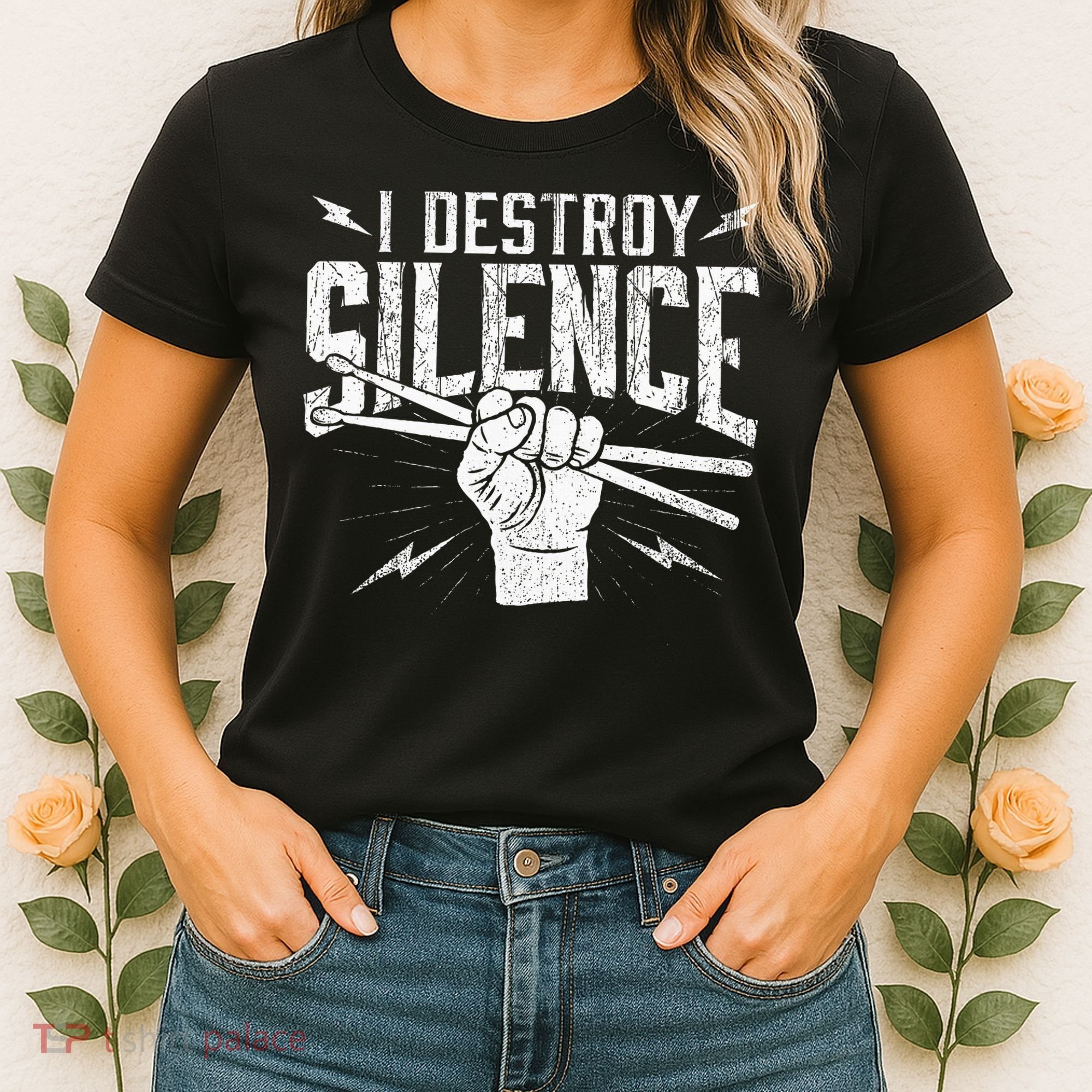 I Destroy Silence Drummer Music Lover Women's T-Shirt