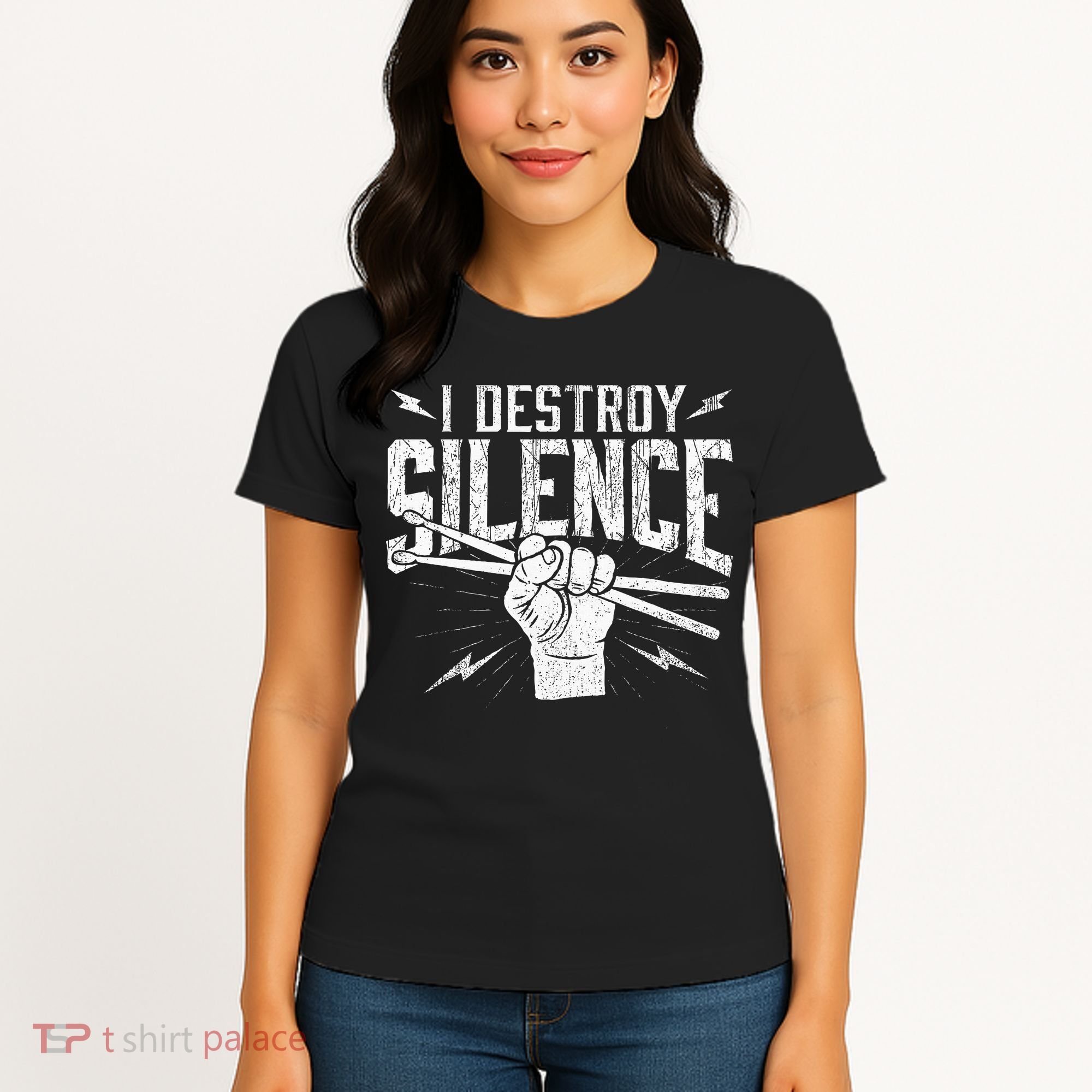 I Destroy Silence Drummer Music Lover Women's T-Shirt