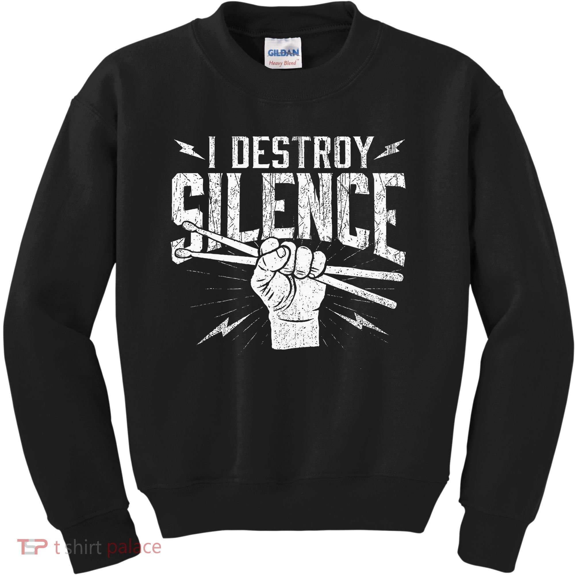 I Destroy Silence Drummer Music Lover Kids Sweatshirt