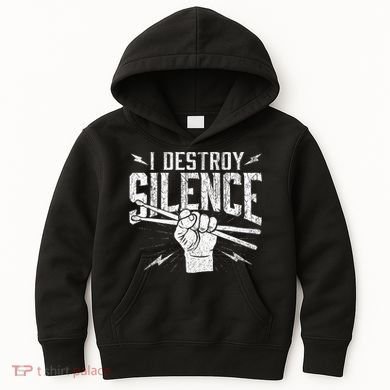 I Destroy Silence Drummer Music Lover Kids Hoodie