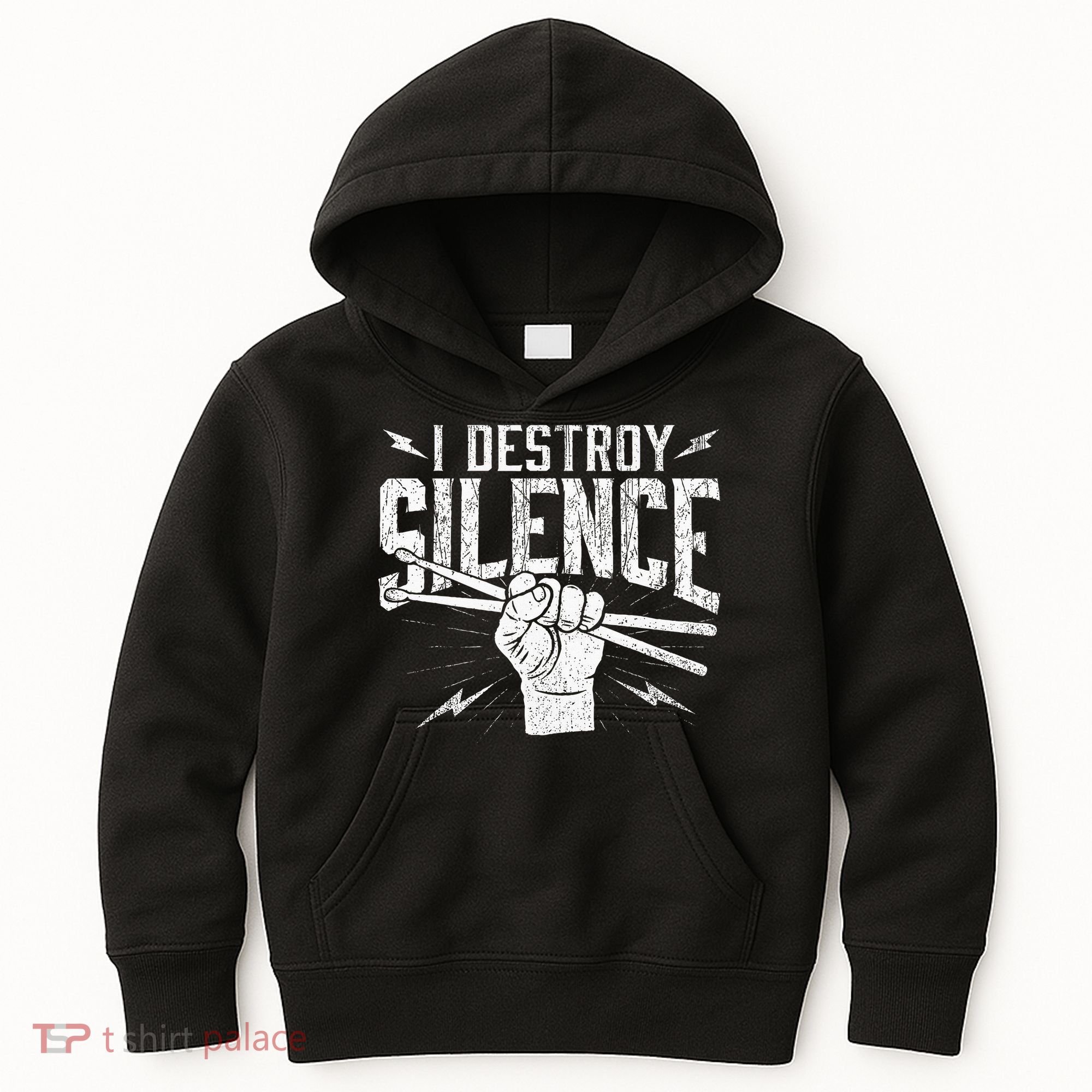 I Destroy Silence Drummer Music Lover Kids Hoodie