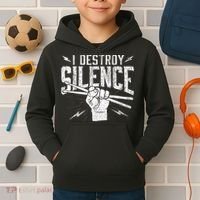 I Destroy Silence Drummer Music Lover Kids Hoodie thumb 2