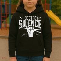 I Destroy Silence Drummer Music Lover Kids Hoodie thumb 3