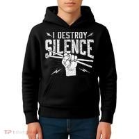 I Destroy Silence Drummer Music Lover Kids Hoodie thumb 4