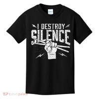 I Destroy Silence Drummer Music Lover Kids T-Shirt thumb 0