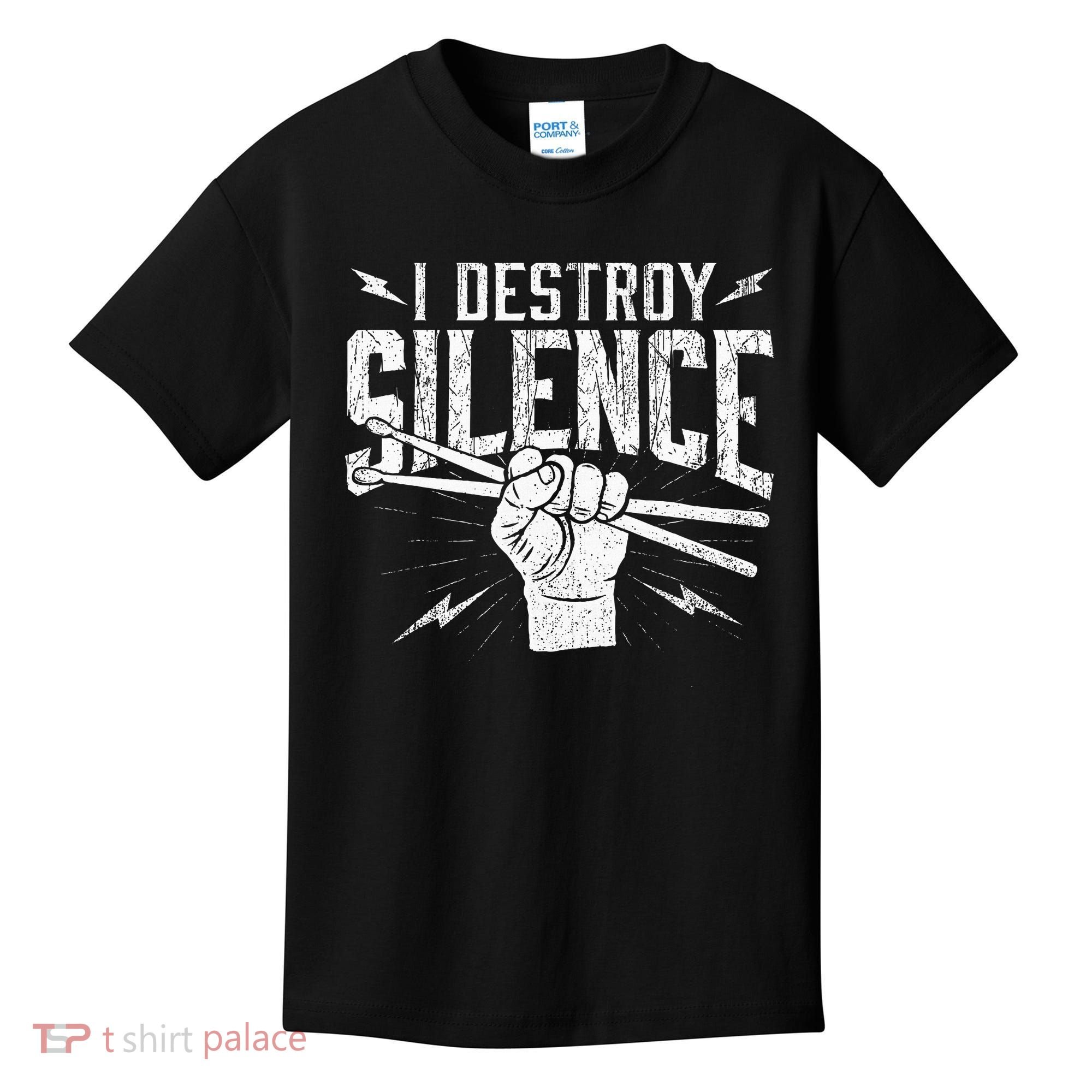 I Destroy Silence Drummer Music Lover Kids T-Shirt
