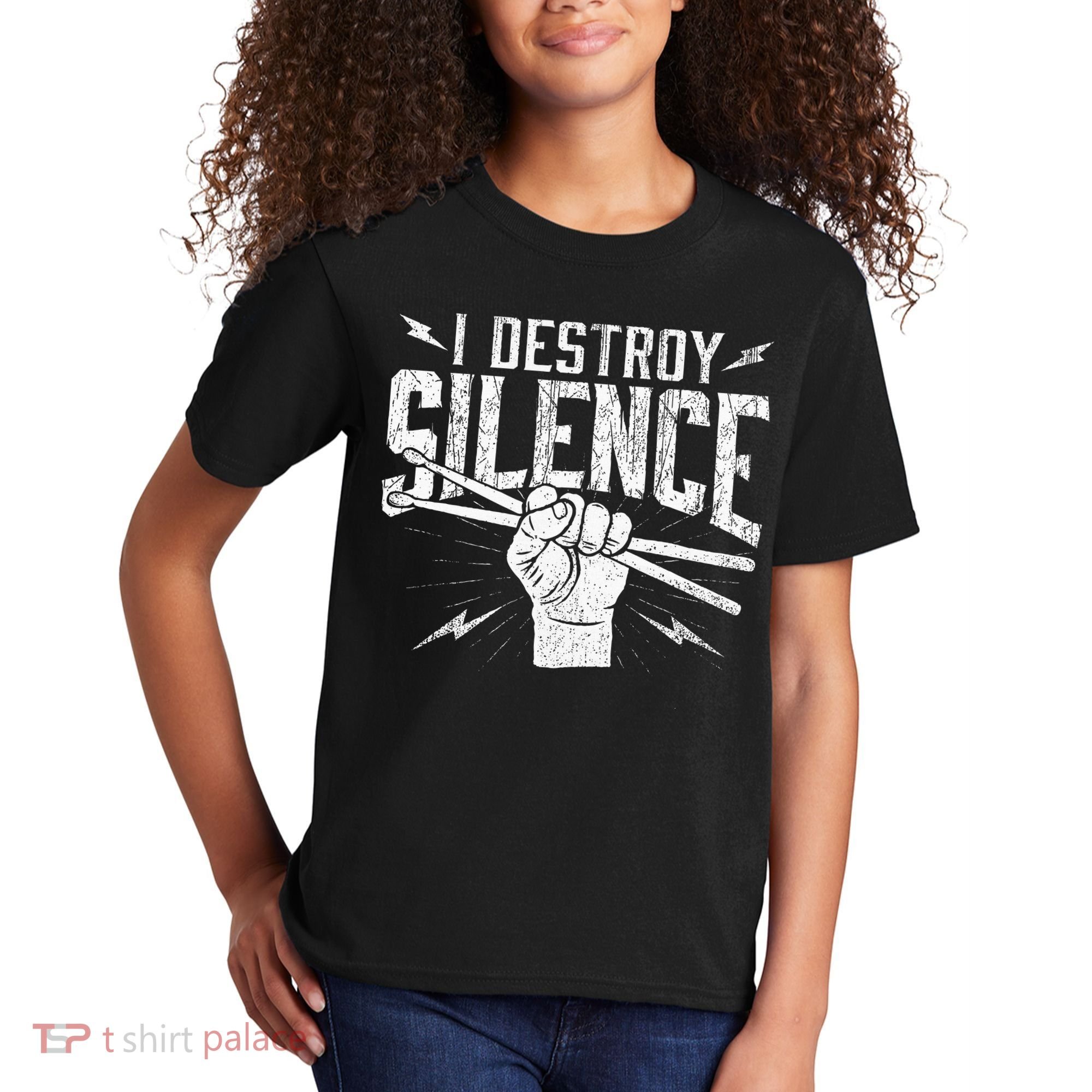 I Destroy Silence Drummer Music Lover Kids T-Shirt