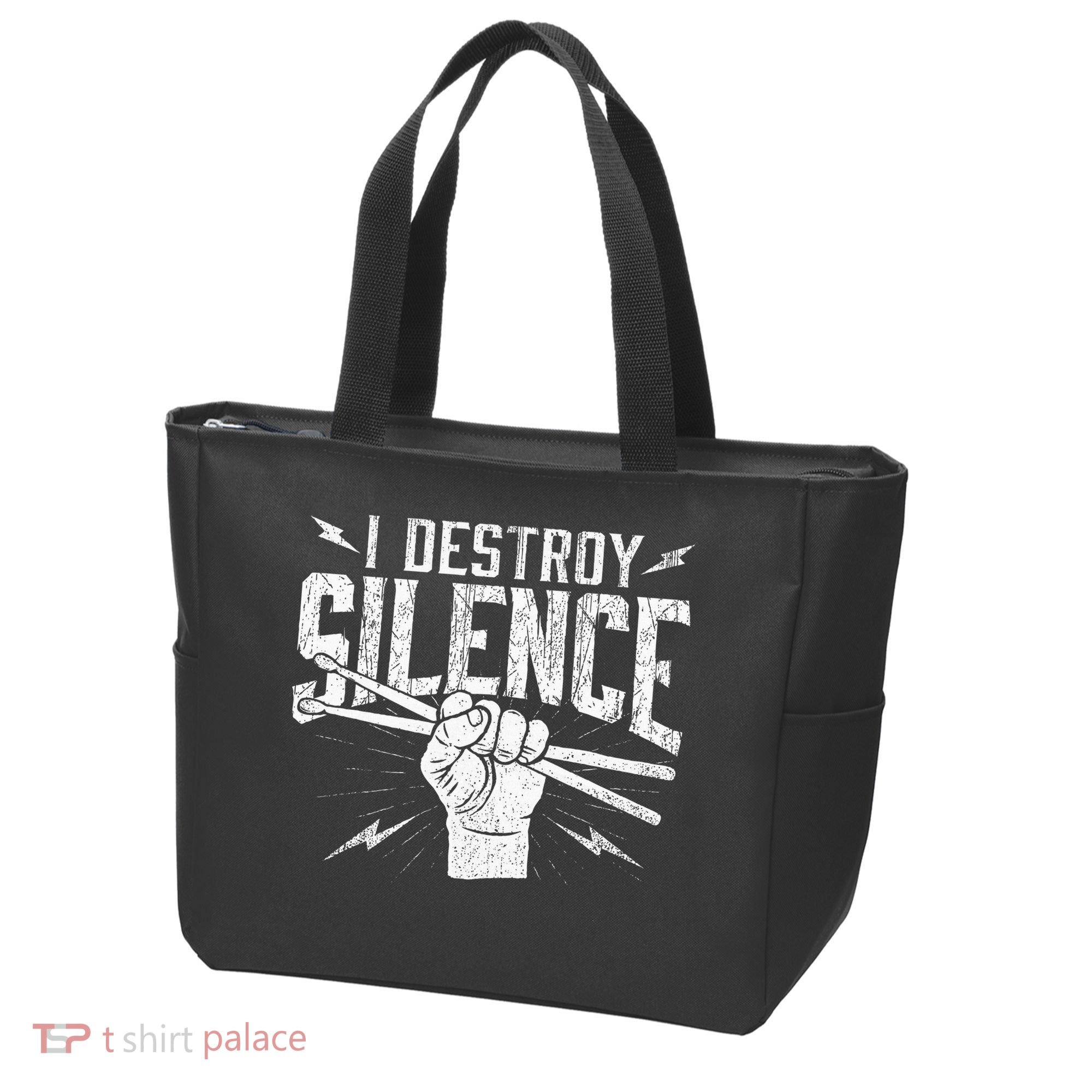 I Destroy Silence Drummer Music Lover Tote Bag