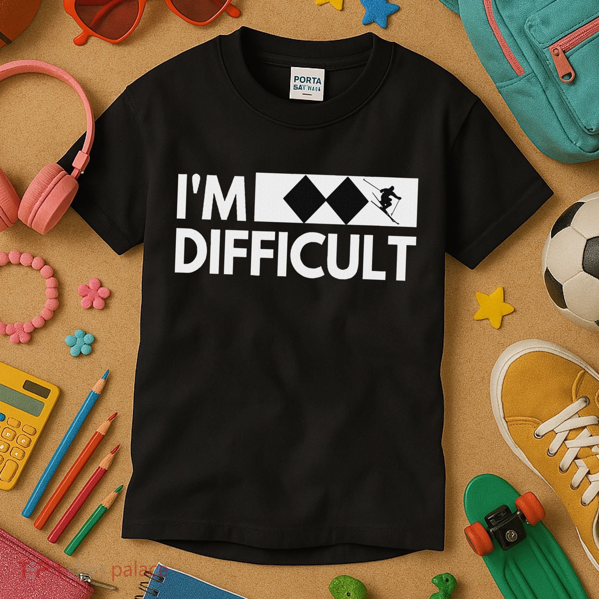 I'm Difficult Snow Ski Trip Funny Snow Skiing Downhill Skier Kids T-Shirt