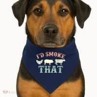 I D Smoke That Grilling Barbeque BBQ USA-Made Doggie Bandana thumb 1