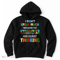 I Don't Speak Much Brilliant Puzzle And I'm Busy Thinking Autism Awareness Day Hoodie thumb 0