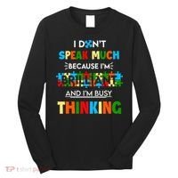 I Don't Speak Much Brilliant Puzzle And I'm Busy Thinking Autism Awareness Day Long Sleeve Shirt thumb 0