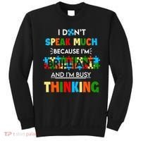 I Don't Speak Much Brilliant Puzzle And I'm Busy Thinking Autism Awareness Day Sweatshirt thumb 0