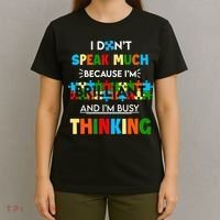 I Don't Speak Much Brilliant Puzzle And I'm Busy Thinking Autism Awareness Day T-Shirt thumb 4