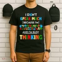 I Don't Speak Much Brilliant Puzzle And I'm Busy Thinking Autism Awareness Day T-Shirt thumb 6